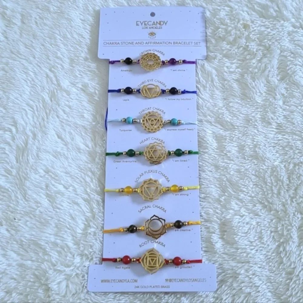Eye👁️ Candy🍬 Chakra🧘‍♀️ Stone and Affirmation Bracelet Set